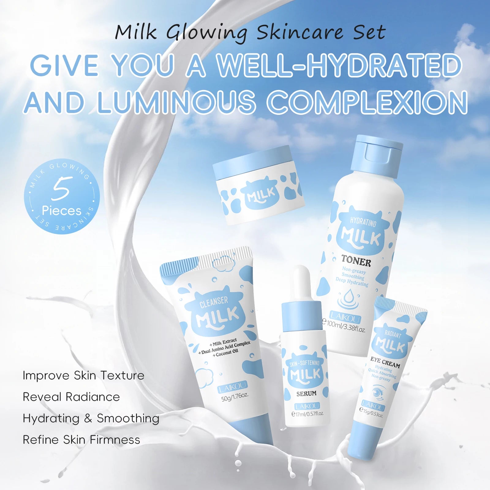Milk Glow Facial Care Set — Complete Hydration & Brightening Kit