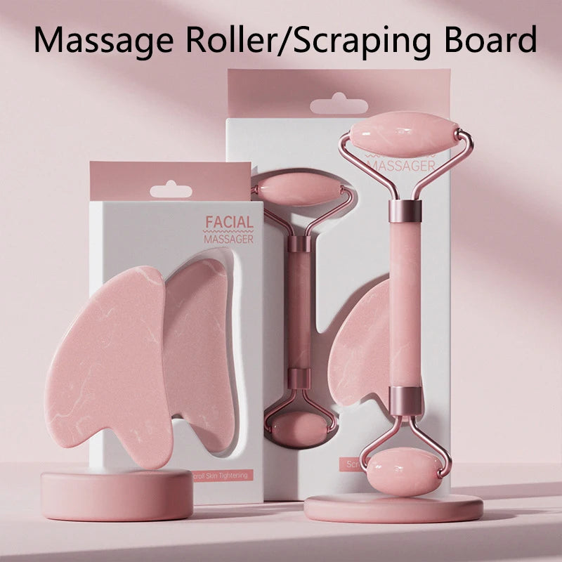 Face & Neck Jade Roller + Gua Sha Set